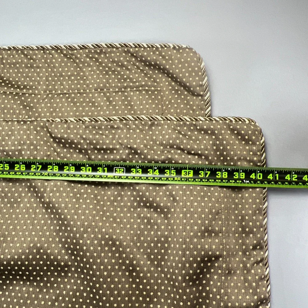 Set Of 2 Divatex Home Fashion King Pillow Shams Brown Polka Dot Piped Edge 25x40